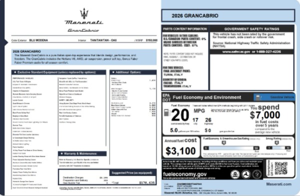 New 2026 Maserati GranCabrio Modena for sale $178,635 at Pagani of Greenwich in Greenwich CT 06830 26
