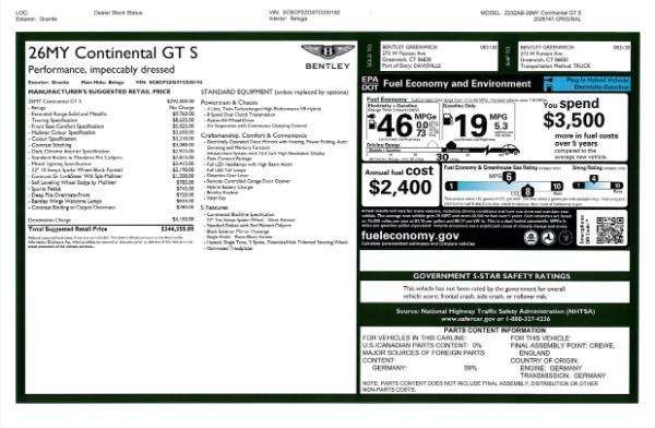 New 2026 Bentley Continental GT S for sale $344,350 at Pagani of Greenwich in Greenwich CT 06830 26