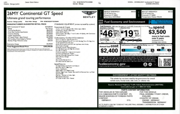 New 2026 Bentley Continental GT Speed for sale $382,950 at Pagani of Greenwich in Greenwich CT 06830 26