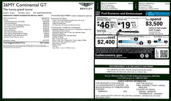New 2026 Bentley Continental GT for sale $327,330 at Pagani of Greenwich in Greenwich CT 06830 28