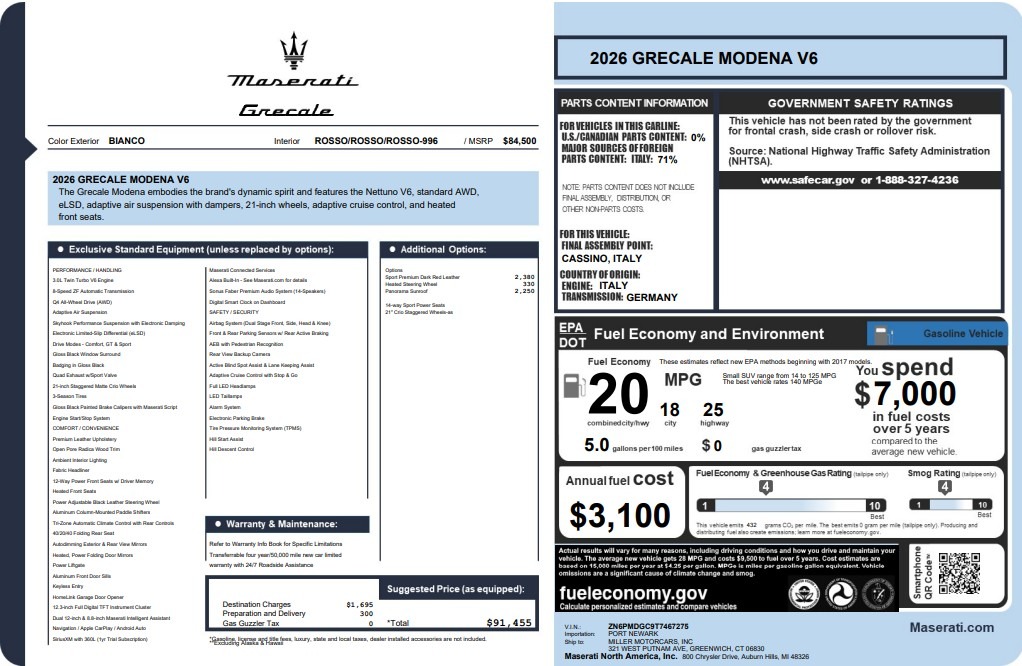 New 2026 Maserati Grecale Modena for sale $90,735 at Pagani of Greenwich in Greenwich CT 06830 1