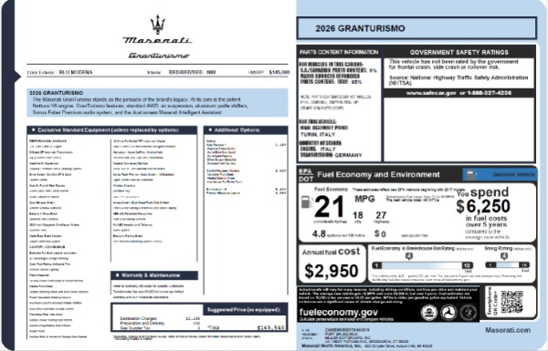 New 2026 Maserati GranTurismo for sale $160,545 at Pagani of Greenwich in Greenwich CT 06830 25