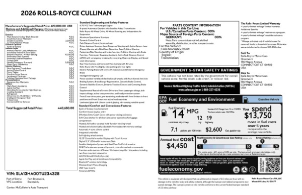 Used 2026 Rolls-Royce Cullinan for sale $425,900 at Pagani of Greenwich in Greenwich CT 06830 9