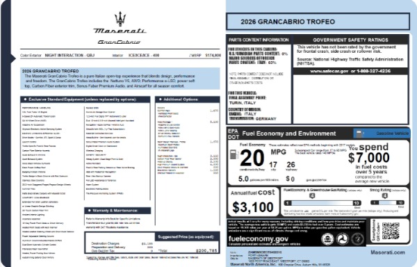 New 2026 Maserati GranCabrio Trofeo for sale $200,785 at Pagani of Greenwich in Greenwich CT 06830 23
