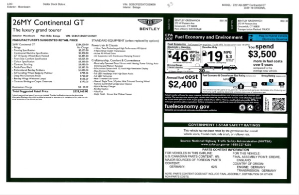 New 2026 Bentley Continental GT for sale $328,160 at Pagani of Greenwich in Greenwich CT 06830 26