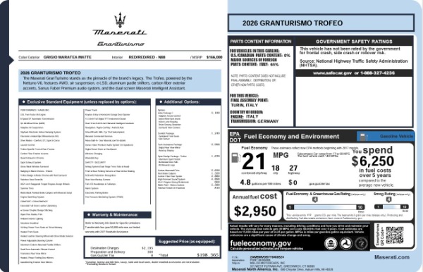 New 2026 Maserati GranTurismo Trofeo for sale $198,365 at Pagani of Greenwich in Greenwich CT 06830 23
