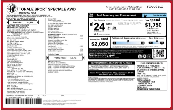 New 2026 Alfa Romeo Tonale Sport Speciale for sale $49,790 at Pagani of Greenwich in Greenwich CT 06830 25