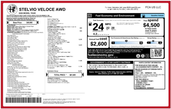 New 2026 Alfa Romeo Stelvio Veloce for sale $60,694 at Pagani of Greenwich in Greenwich CT 06830 26